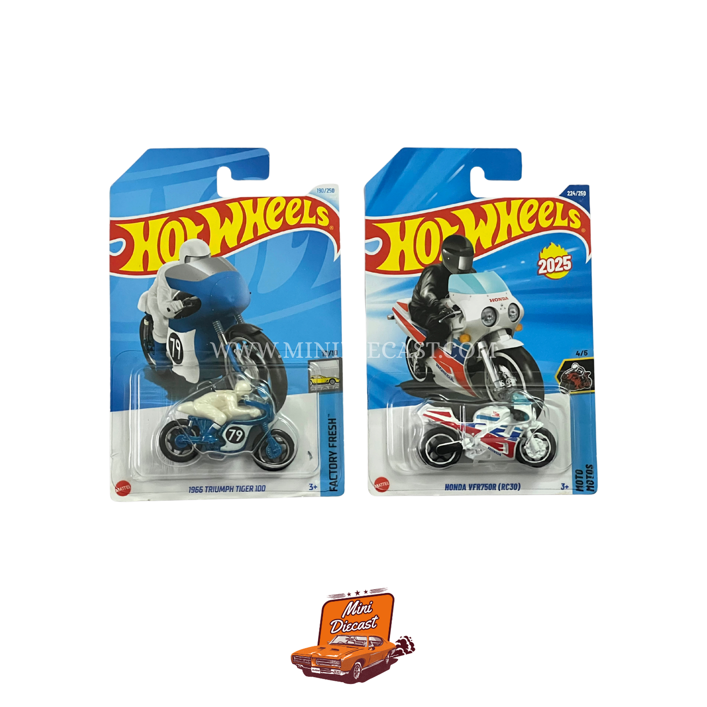 Hot Wheels Mainline (Set of 2) – 1966 Triumph Tiger 100 / Honda VFR750R (RC30)