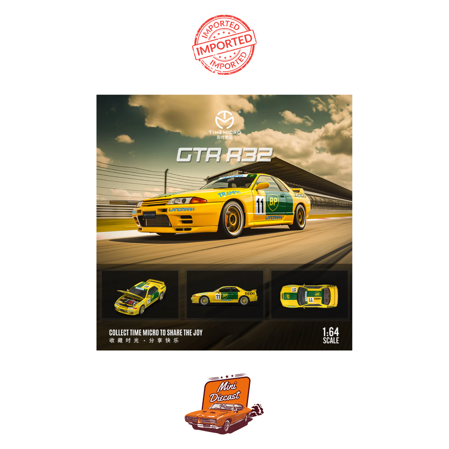 Time Micro Nissan Skyline GT-R (R32) BP Racing Livery with Figurine (Imported)