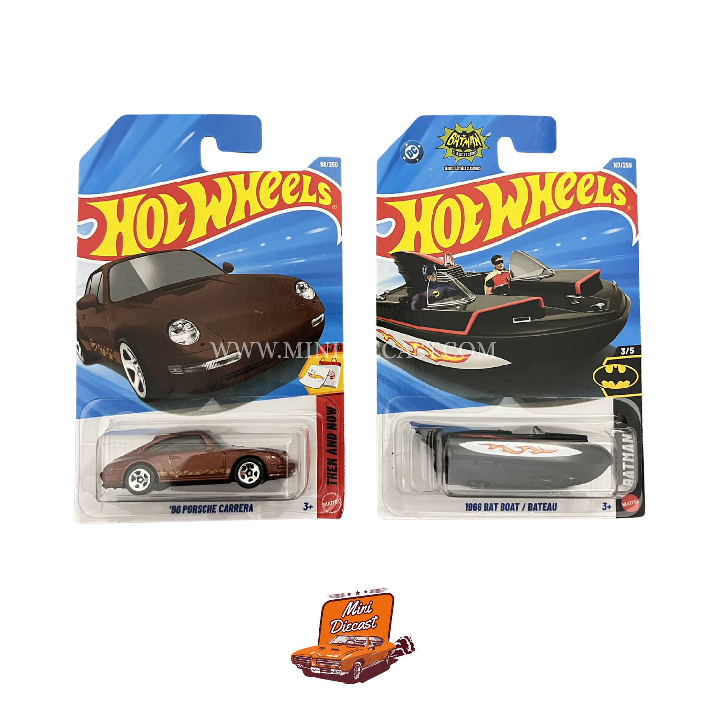 Hot Wheels Mainline (Set of 2) – '96 Porsche Carrera / 1966 Bat Boat