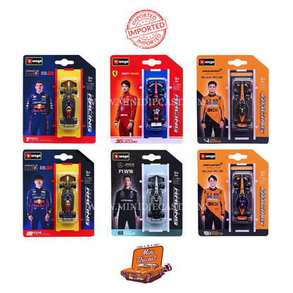 Bburago F1 1:64 Scale – Set of 6 (Red Bull, Ferrari, Mercedes, McLaren) (Imported)