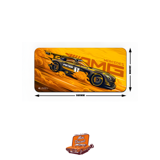 Car Design Printed Mat – Performance Theme (Grey & Orange)