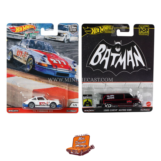 Hot Wheels Premium Car Culture (Set of 2) – ’71 Porsche 911 / Pop Culture Batman 1985 Chevy Astro Van
