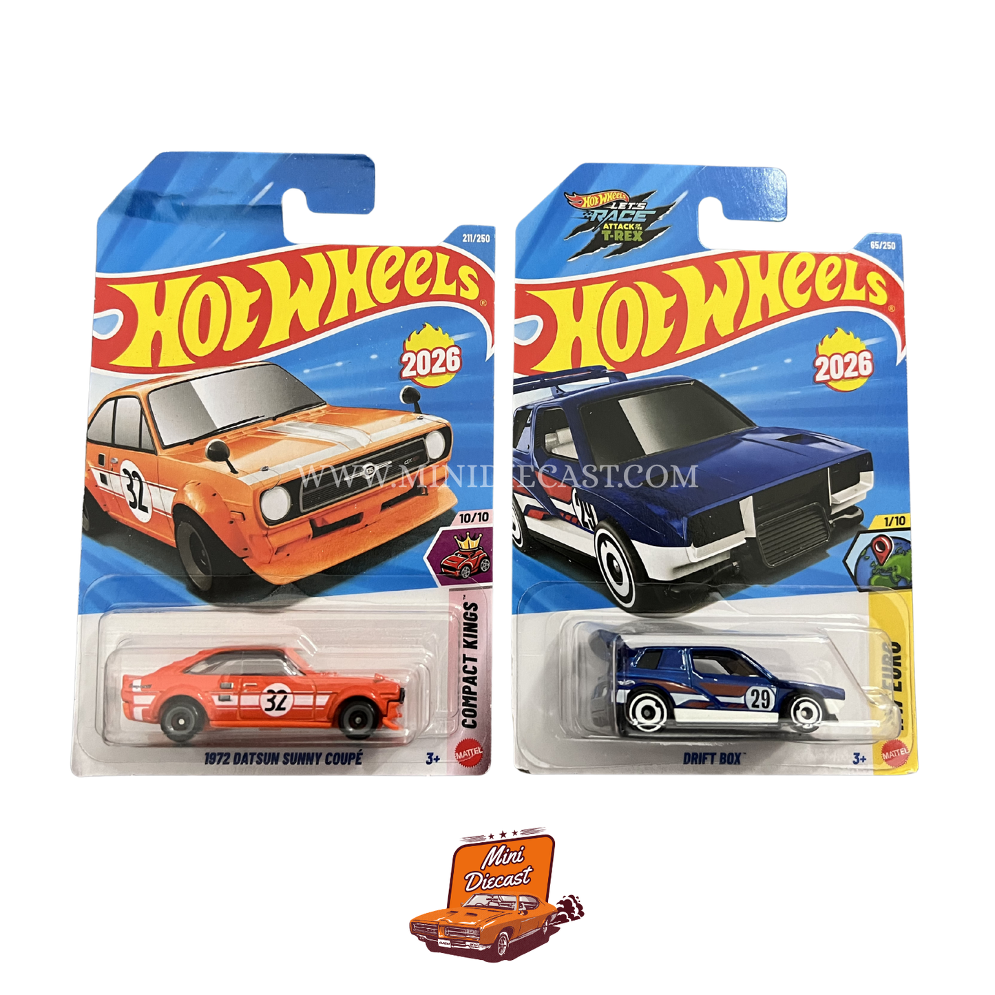 Hot Wheels Mainline (Set of 2) – 1972 Datsun Sunny Coupé / Drift Box