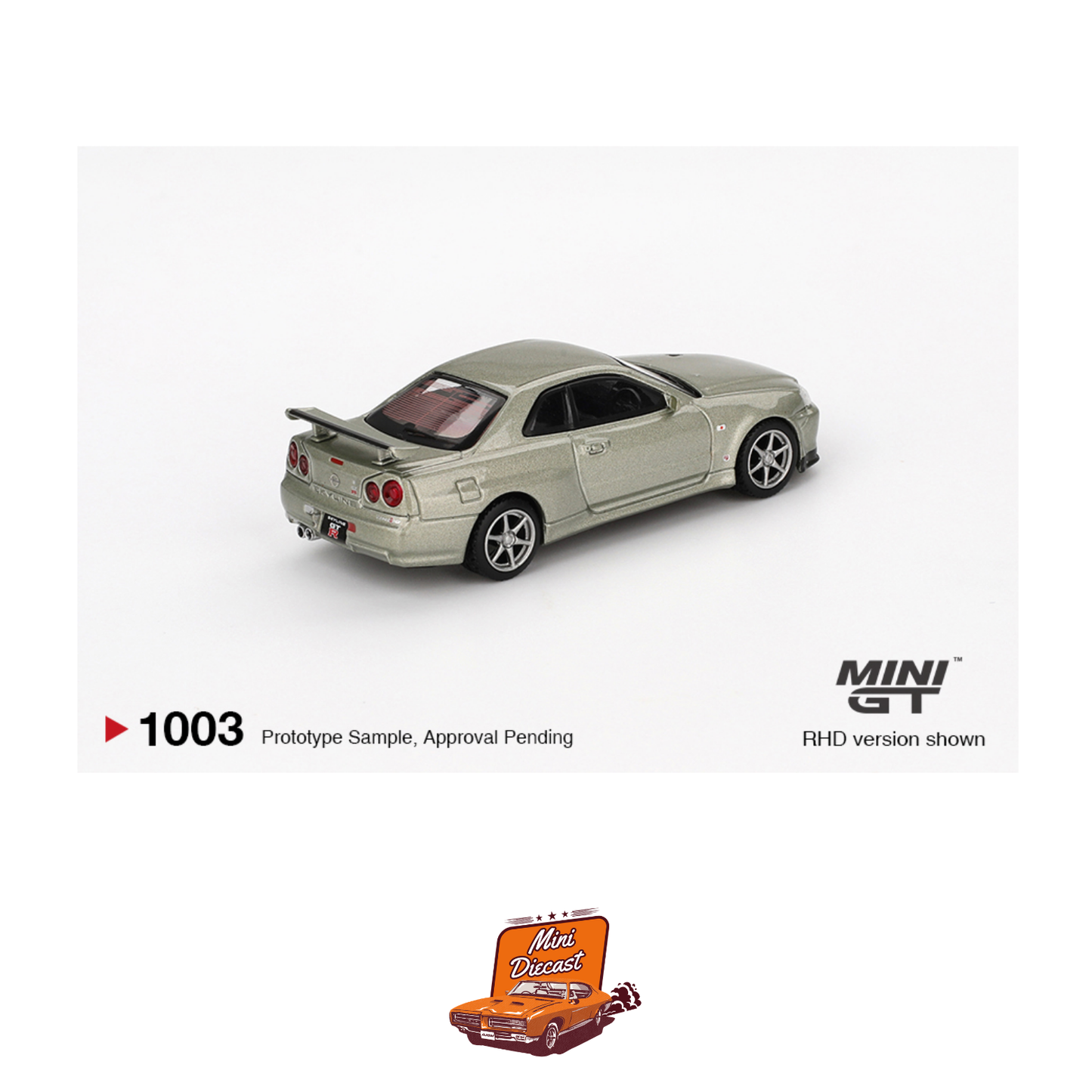 Mini GT #1003 Nissan Skyline GT-R (R34) V-Spec II Nür Millennium Jade
