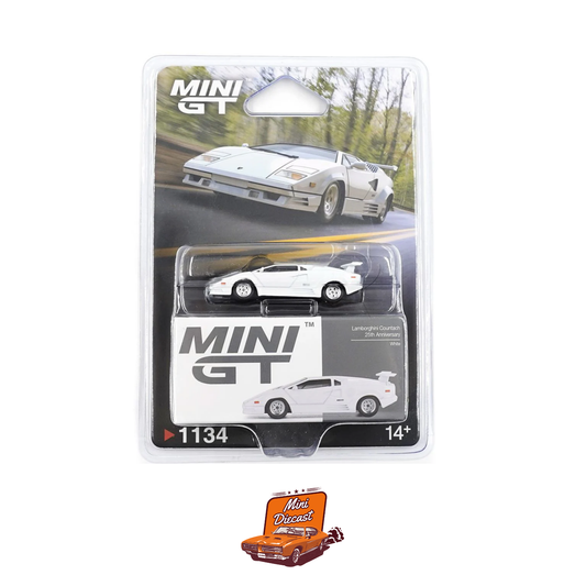 Mini GT #1134 Lamborghini Countach 25th Anniversary White (Blister Pack) (Imported)