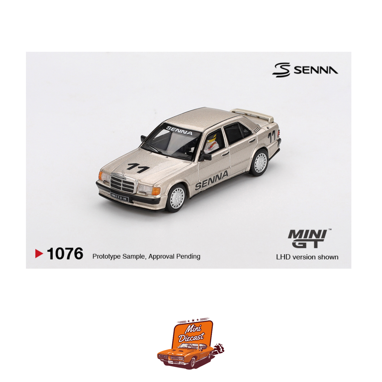 Mini GT #1076 Mercedes-Benz 190 E 2.3-16 #11 Ayrton Senna 1984 Nürburgring Race of Champions with Ayrton Senna Figure (Imported)