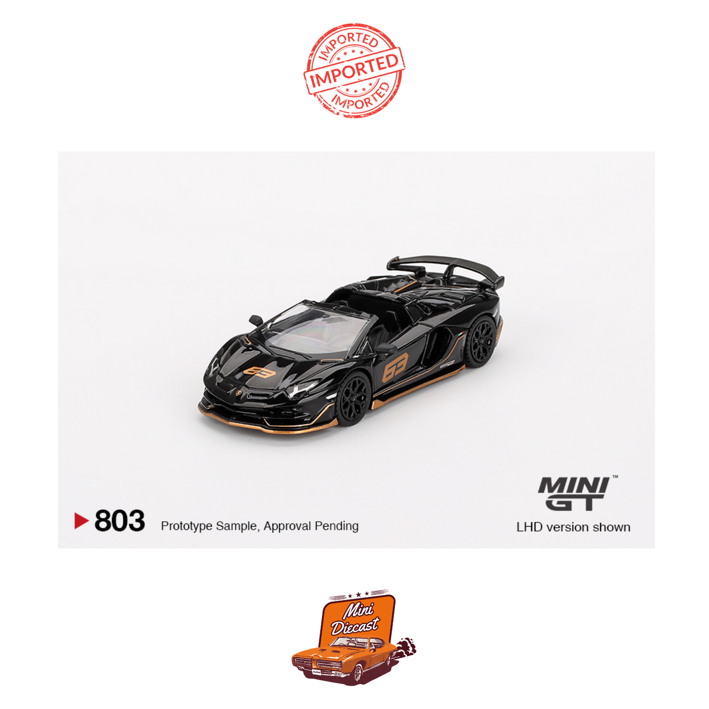 Mini GT #803 Lamborghini Aventador SVJ 63 Roadster (Nero Aldebaran)