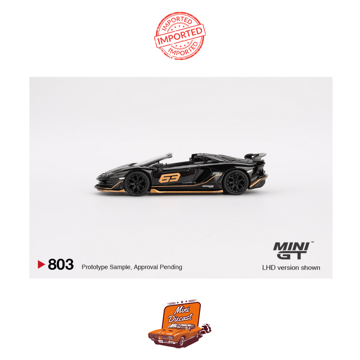 Mini GT #803 Lamborghini Aventador SVJ 63 Roadster (Nero Aldebaran)
