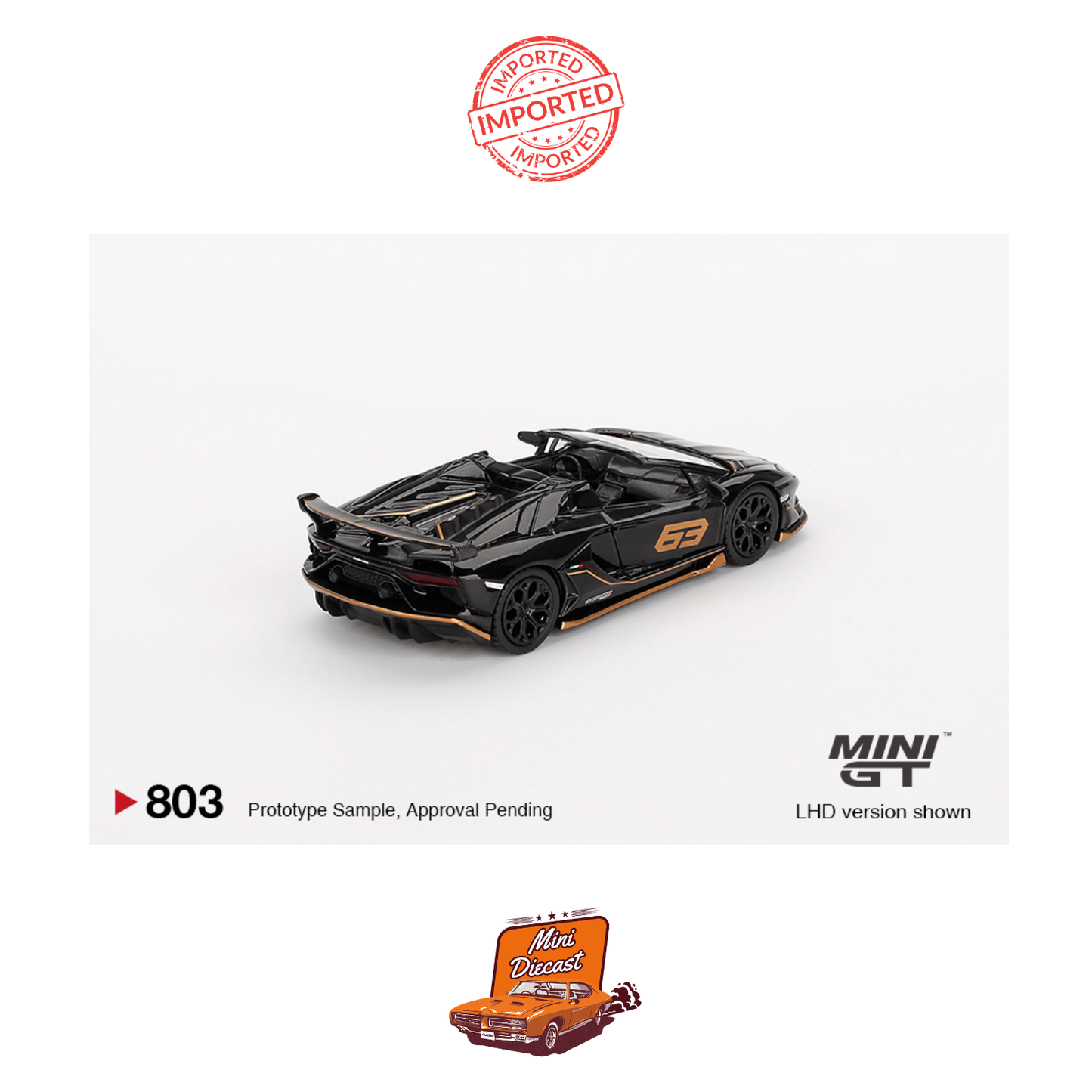 Mini GT #803 Lamborghini Aventador SVJ 63 Roadster (Nero Aldebaran)