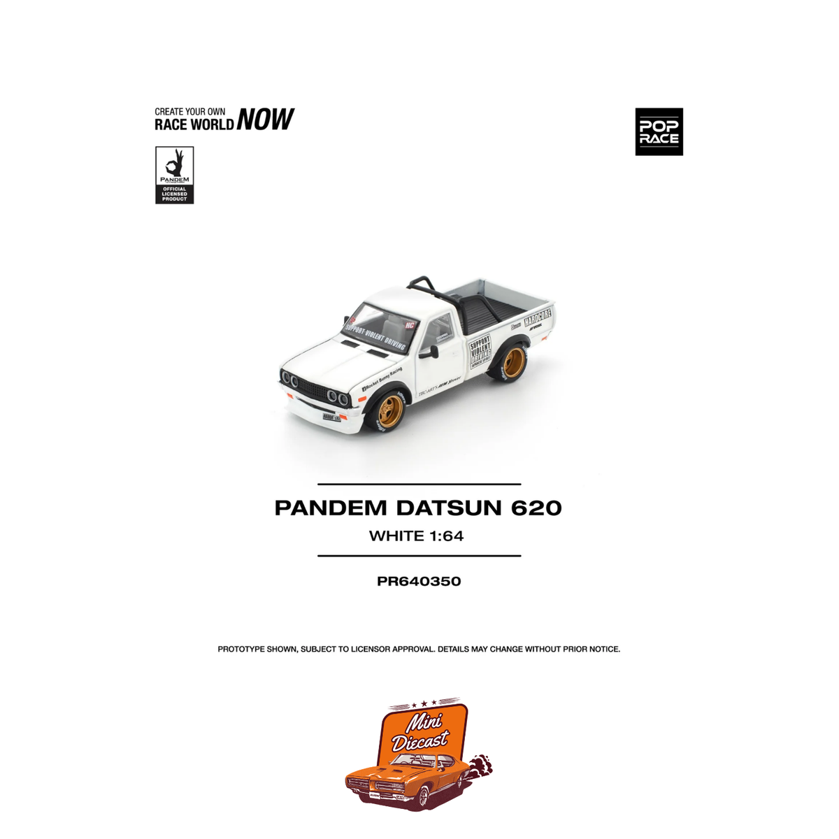 Pop Race Pandem Datsun 620 White PR64-350