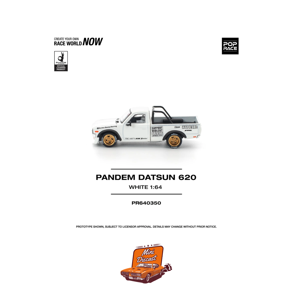 Pop Race Pandem Datsun 620 White PR64-350