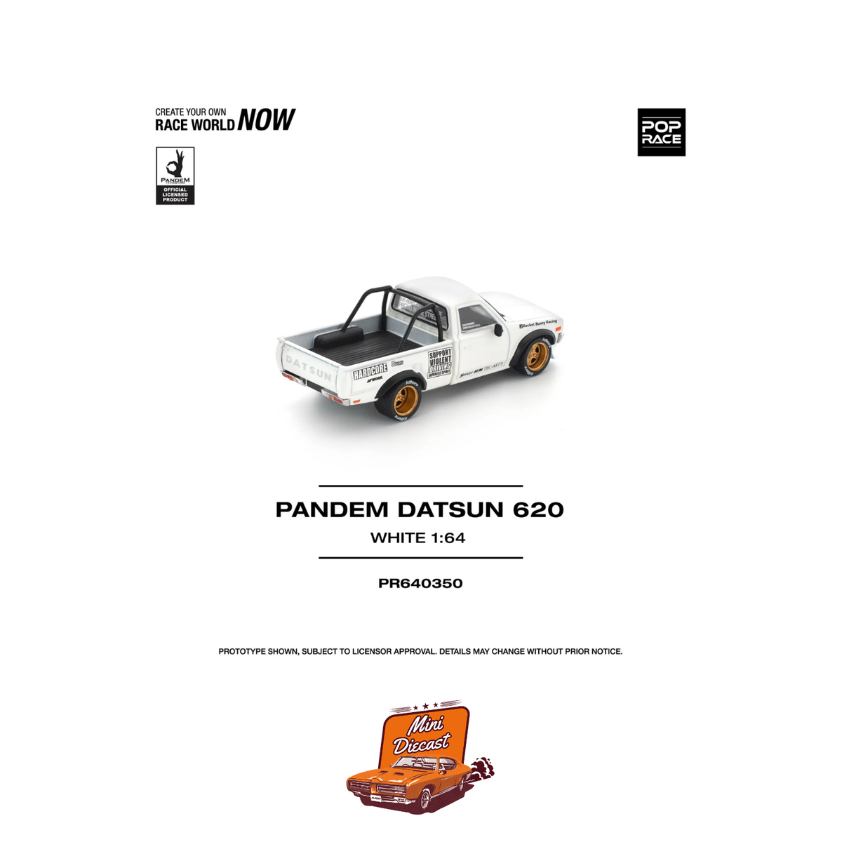 Pop Race Pandem Datsun 620 White PR64-350