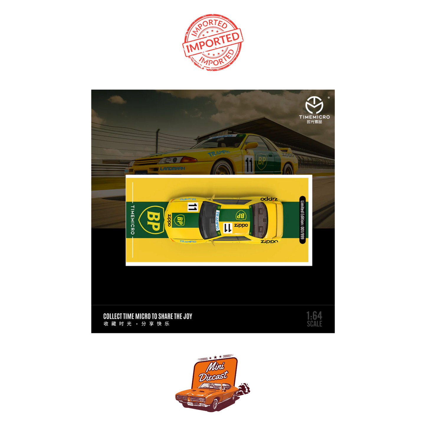 Time Micro Nissan Skyline GT-R (R32) BP Racing Livery with Figurine (Imported)