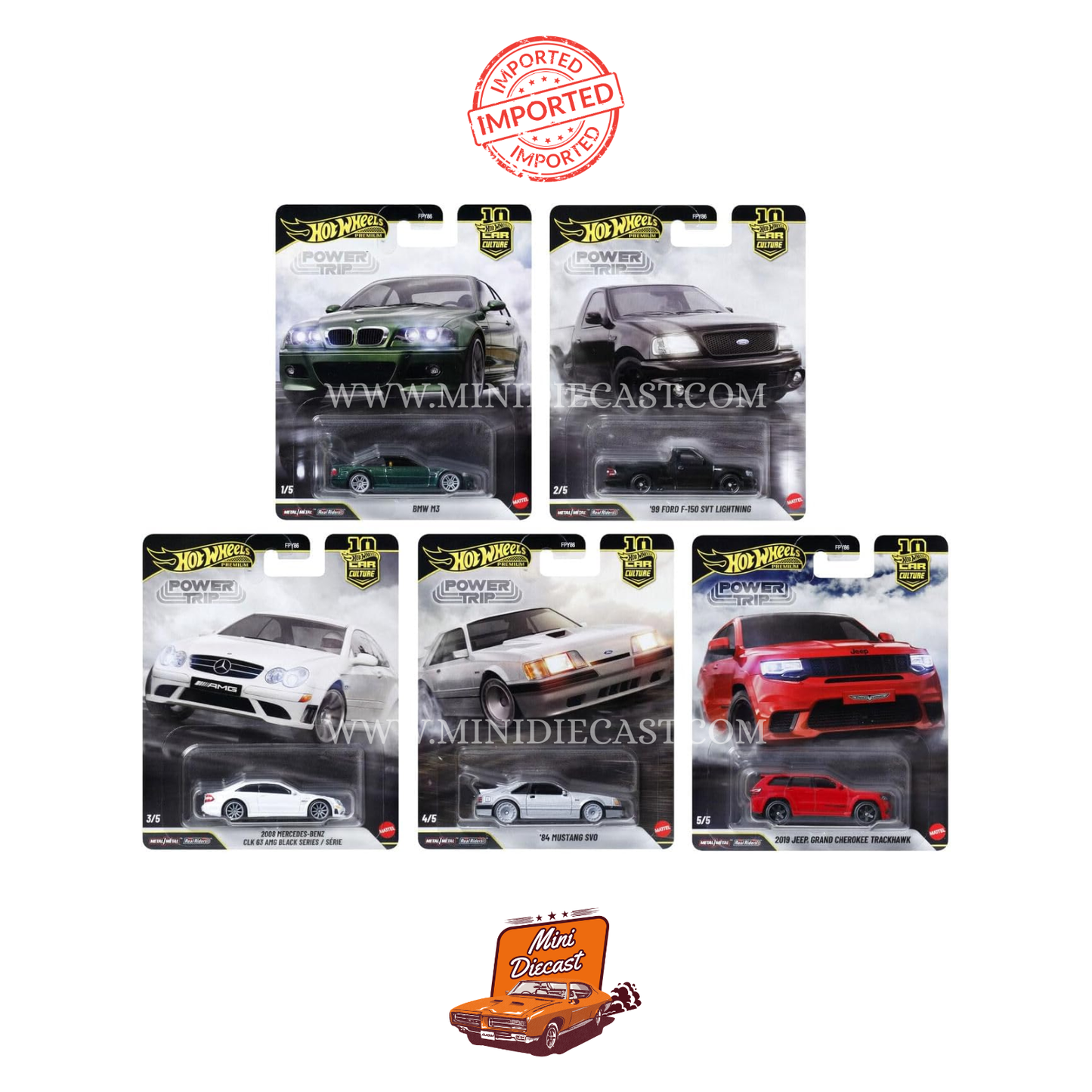 Hot Wheels Premium Car Culture Power Trip – Set of 5 (Imported)