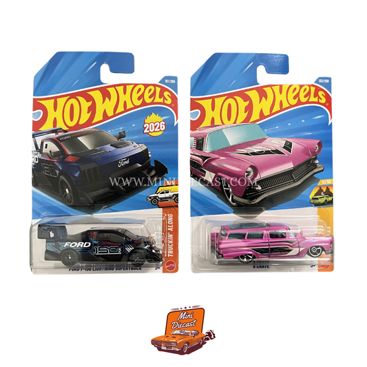 Hot Wheels Mainline (Set of 2) – Ford F-150 Lightning SuperTruck / 8 Crate