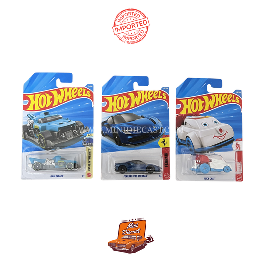Hot Wheels Mainline (Set of 3) – Haulerback / Ferrari SF90 Stradale / Quick Chat (Imported)