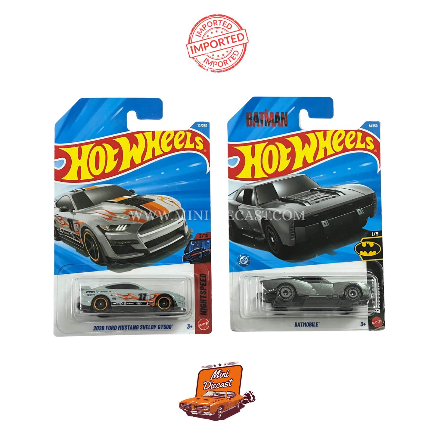 Hot Wheels Mainline (Set of 2) – 2020 Ford Mustang Shelby GT500 / Batmobile (Imported)