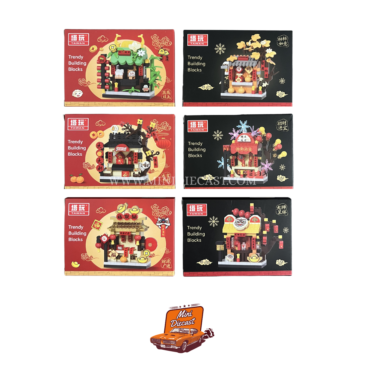 Tawan – Trendy Building Blocks 2026 New Year Street (Set of 6 Boxes / 6 Designs) (Imported)