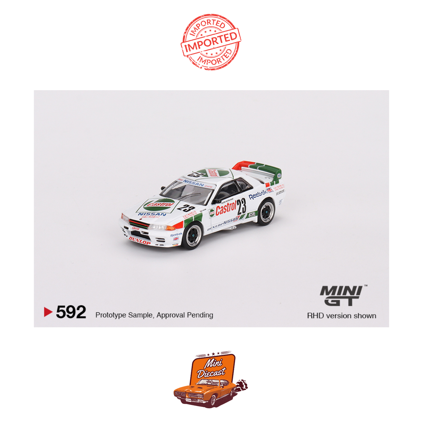 Mini GT #592 Nissan Skyline GT-R (R32) Gr. A #23 1990 Macau Guia Race Winner