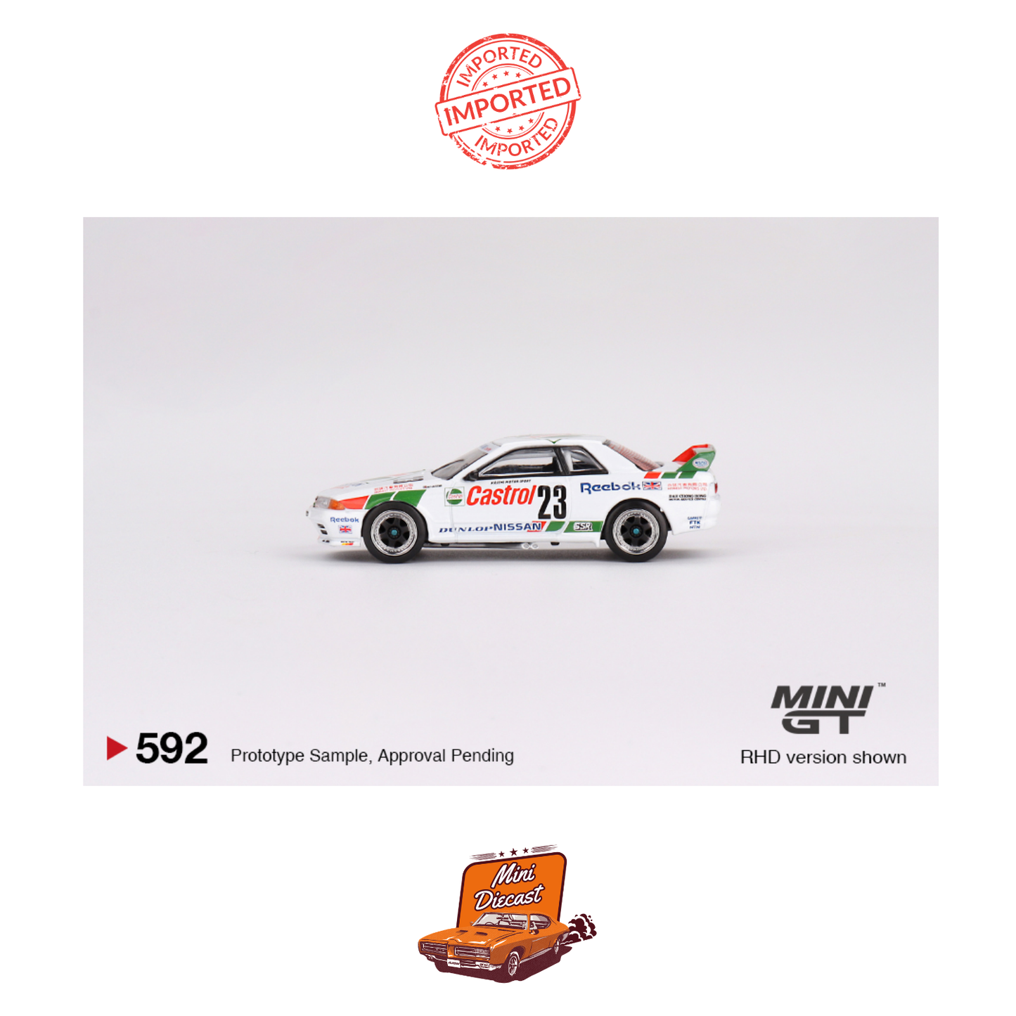 Mini GT #592 Nissan Skyline GT-R (R32) Gr. A #23 1990 Macau Guia Race Winner