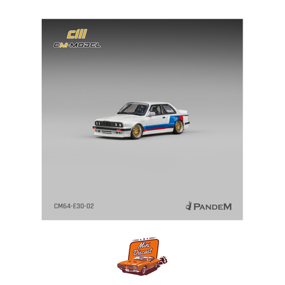 CM Model Pandem M3 E30 Alpine White with M Tri-Stripes (CM64-E30-02)