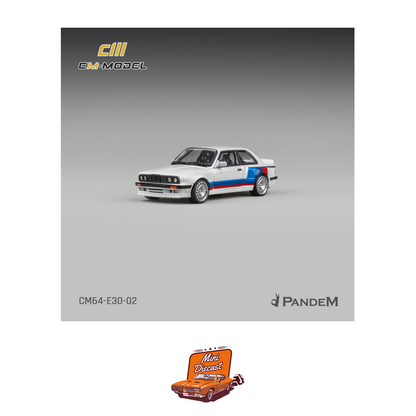 CM Model Pandem M3 E30 Alpine White with M Tri-Stripes (CM64-E30-02)