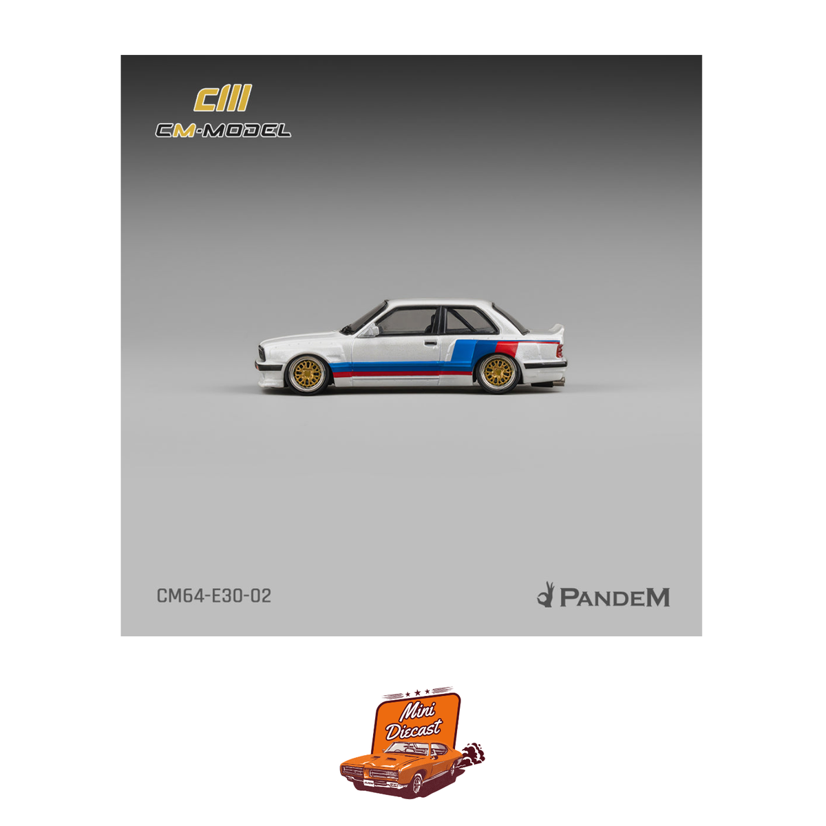 CM Model Pandem M3 E30 Alpine White with M Tri-Stripes (CM64-E30-02)