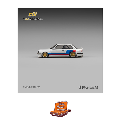 CM Model Pandem M3 E30 Alpine White with M Tri-Stripes (CM64-E30-02)