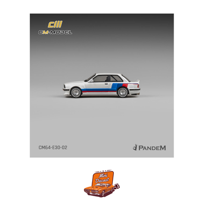 CM Model Pandem M3 E30 Alpine White with M Tri-Stripes (CM64-E30-02)
