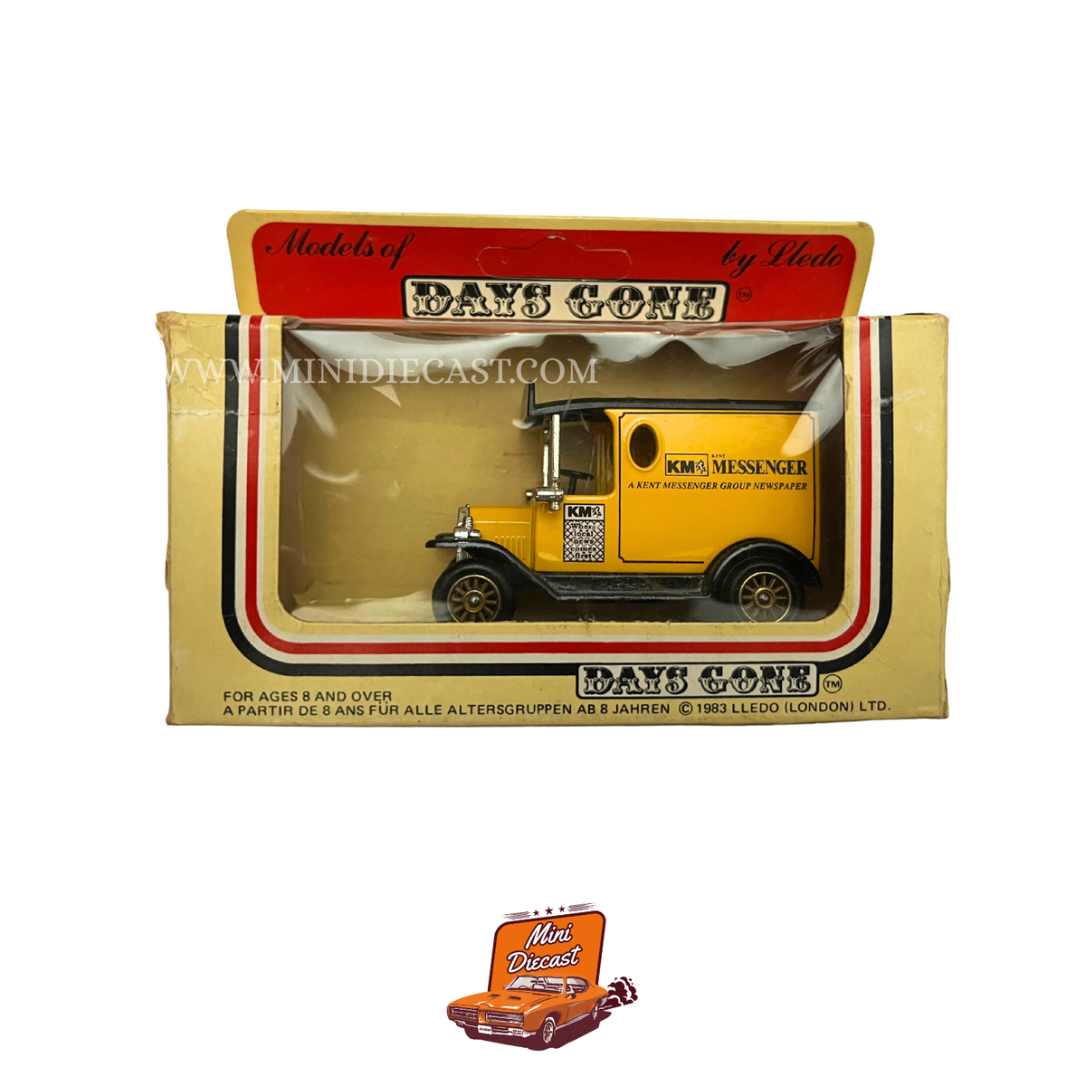 Lledo Days Gone Vintage 1920s Ford Model T Van Yellow KM Kent Messenger Newspaper Livery