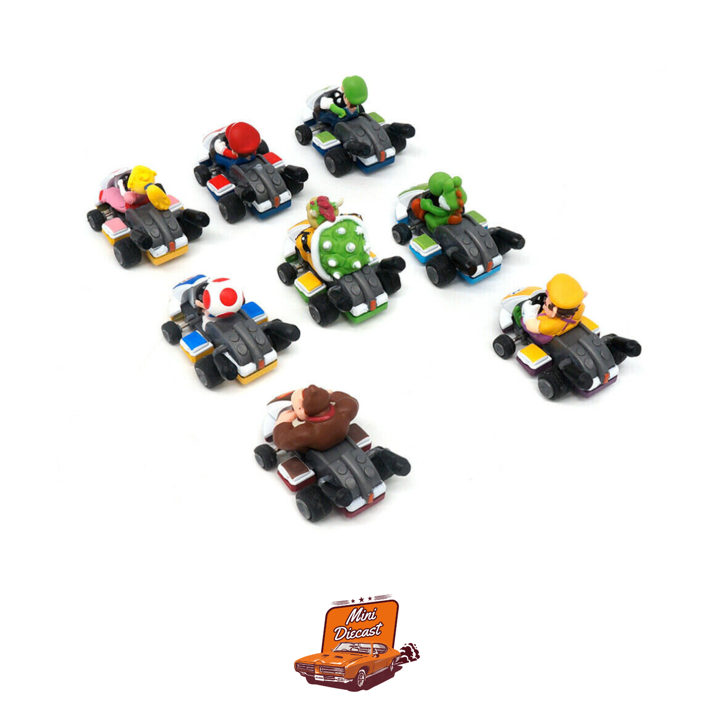 Mario Kart Pull Back Collection with Rubber Tyres (Imported)