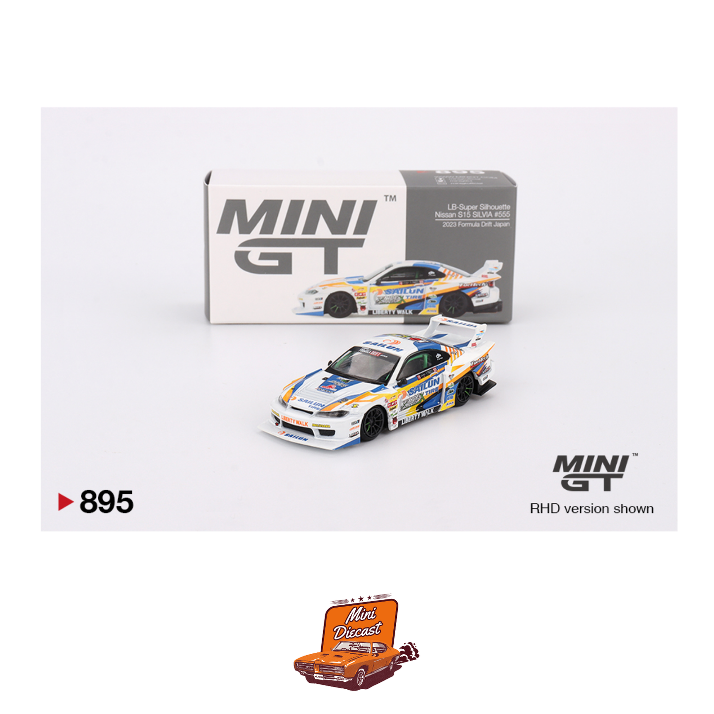 Mini GT #895 Nissan LB-Super Silhouette S15 Silvia #555 2023 Formula Drift Japan