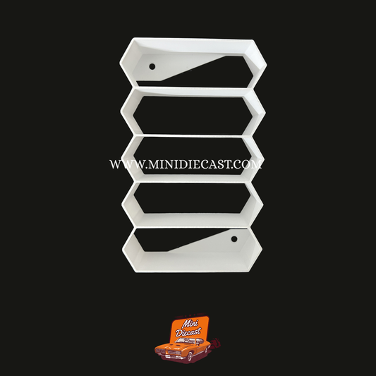 Diecast Cars Honey Comb 5 Rack Stand (White) (1:64 Scale Cars)