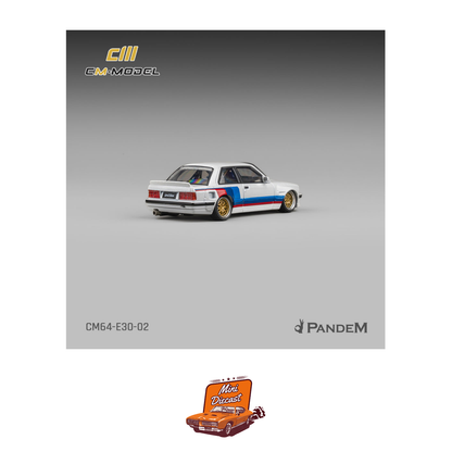 CM Model Pandem M3 E30 Alpine White with M Tri-Stripes (CM64-E30-02)