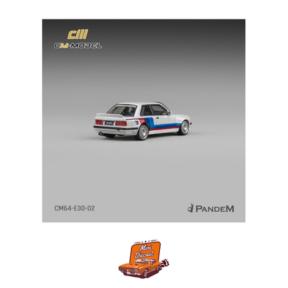 CM Model Pandem M3 E30 Alpine White with M Tri-Stripes (CM64-E30-02)