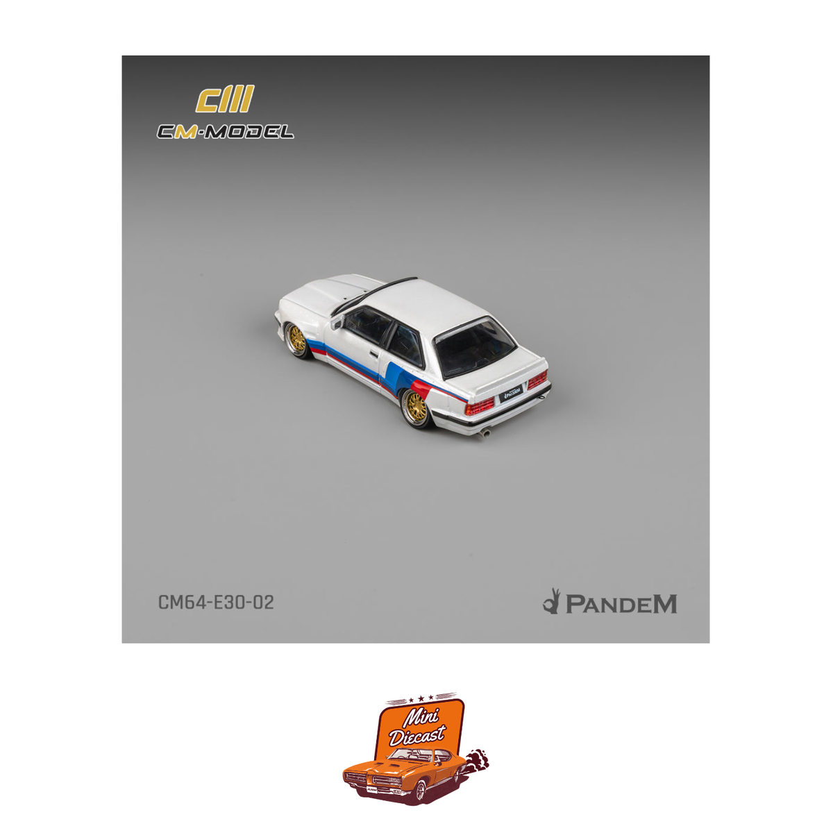 CM Model Pandem M3 E30 Alpine White with M Tri-Stripes (CM64-E30-02)