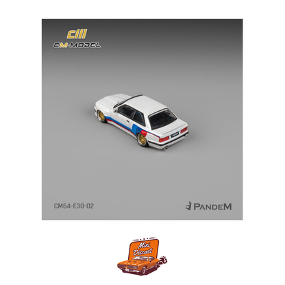 CM Model Pandem M3 E30 Alpine White with M Tri-Stripes (CM64-E30-02)