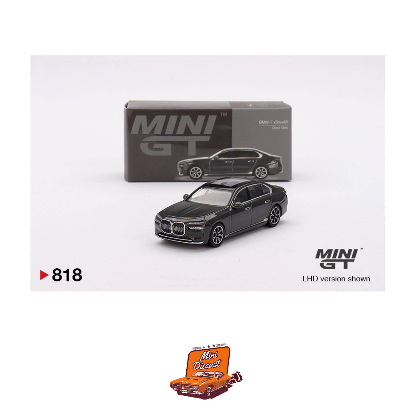 Mini GT #818 BMW i7 xDrive60 Dravit Grey (Blister Pack)