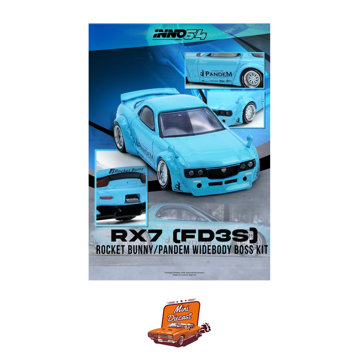 INNO64 Mazda RX-7 (FD3S) PANDEM Rocket Bunny Tiaany Blue IN64-RX7FDP-TIFBLU
