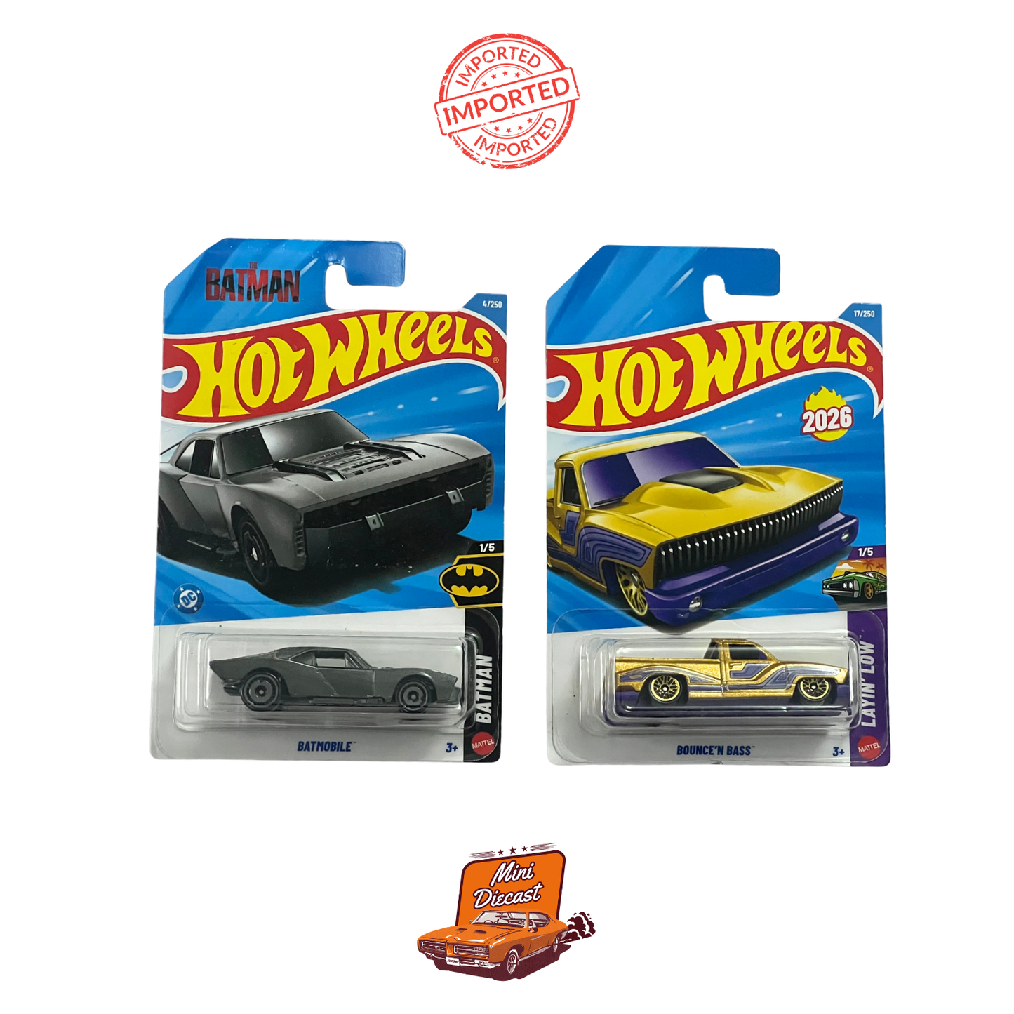 Hot Wheels Mainline (Set of 2) – Batmobile / Bounce’n Bass (Imported)