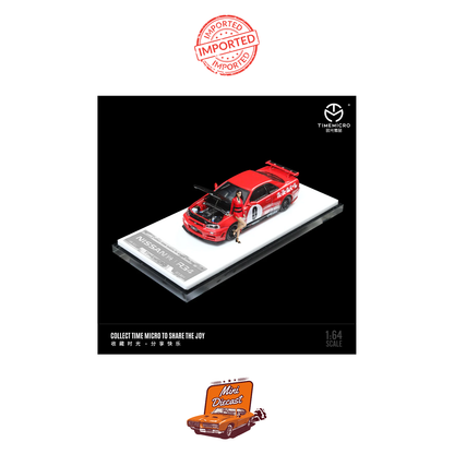 Time Micro Nissan Skyline GT-R (R34) Red with Figurine (Imported)