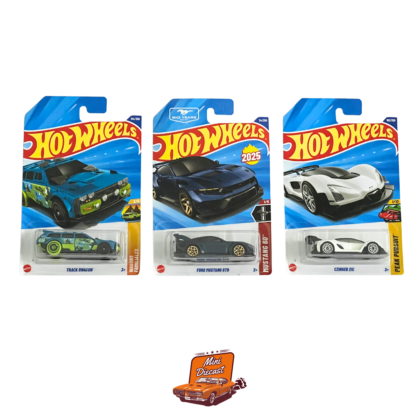 Hot Wheels Mainline (Set of 3) – Track DWagon / Ford Mustang GTD / Czinger 21C