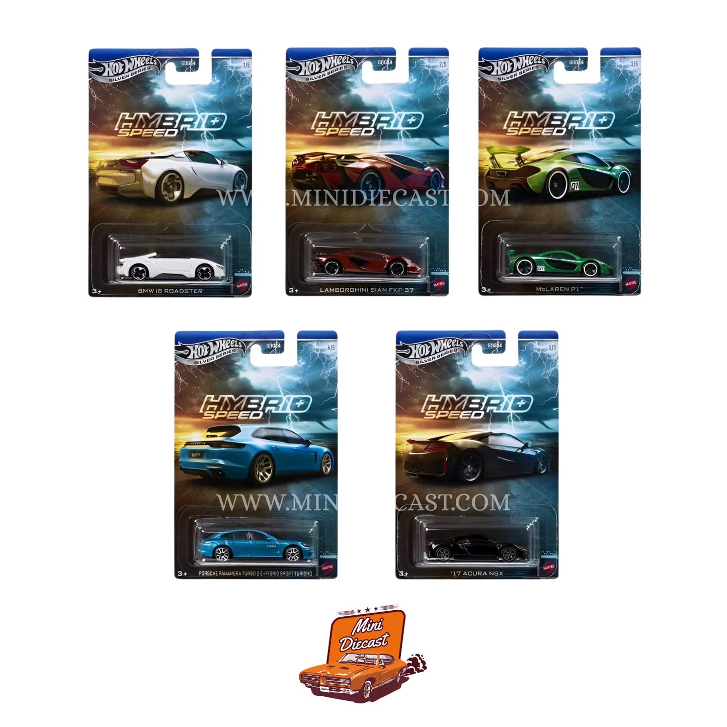 Hot Wheels Silver Series Hybrid Speed – Set of 5
