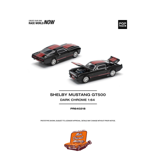 Pop Race Shelby Mustang GT500 Dark Chrome (PR64-218)
