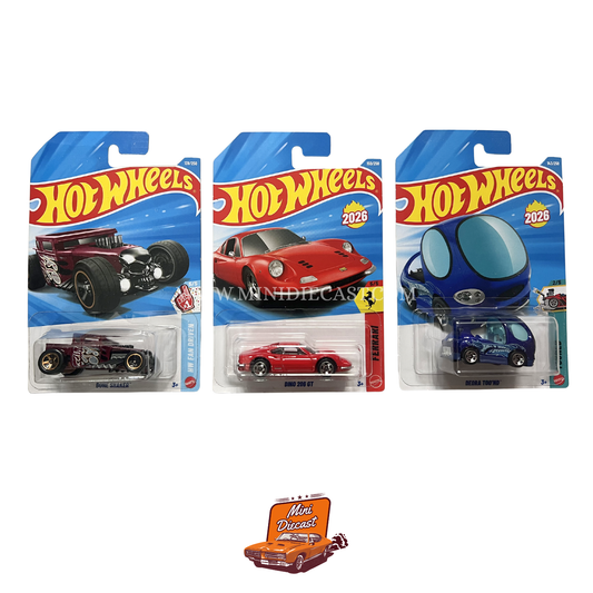 Hot Wheels Mainline (Set of 3) – Bone Shaker / Dino 206 GT / Deora II Tooned™