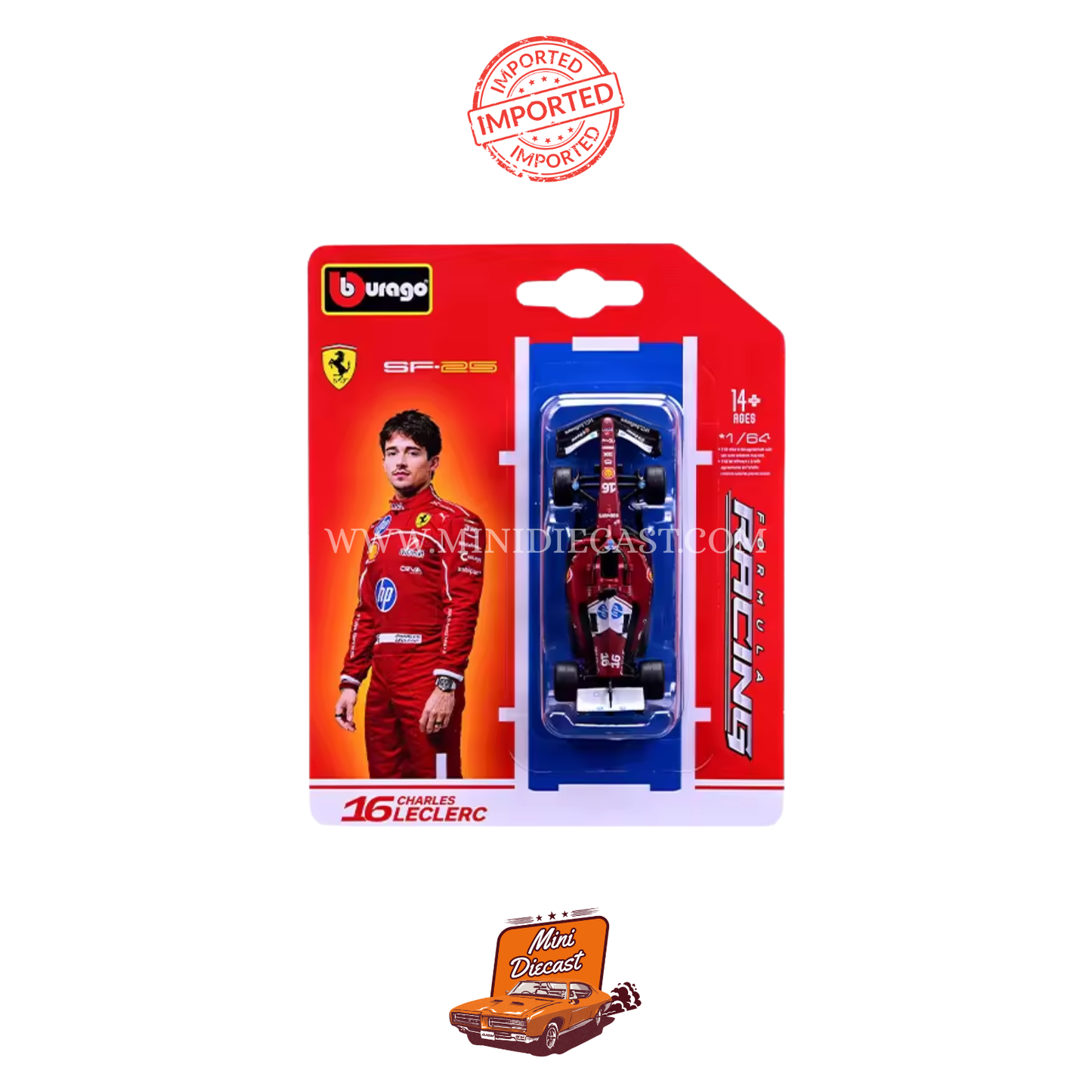 Bburago F1 1:64 Scale – Ferrari SF-25 #16 Charles Leclerc (Imported)