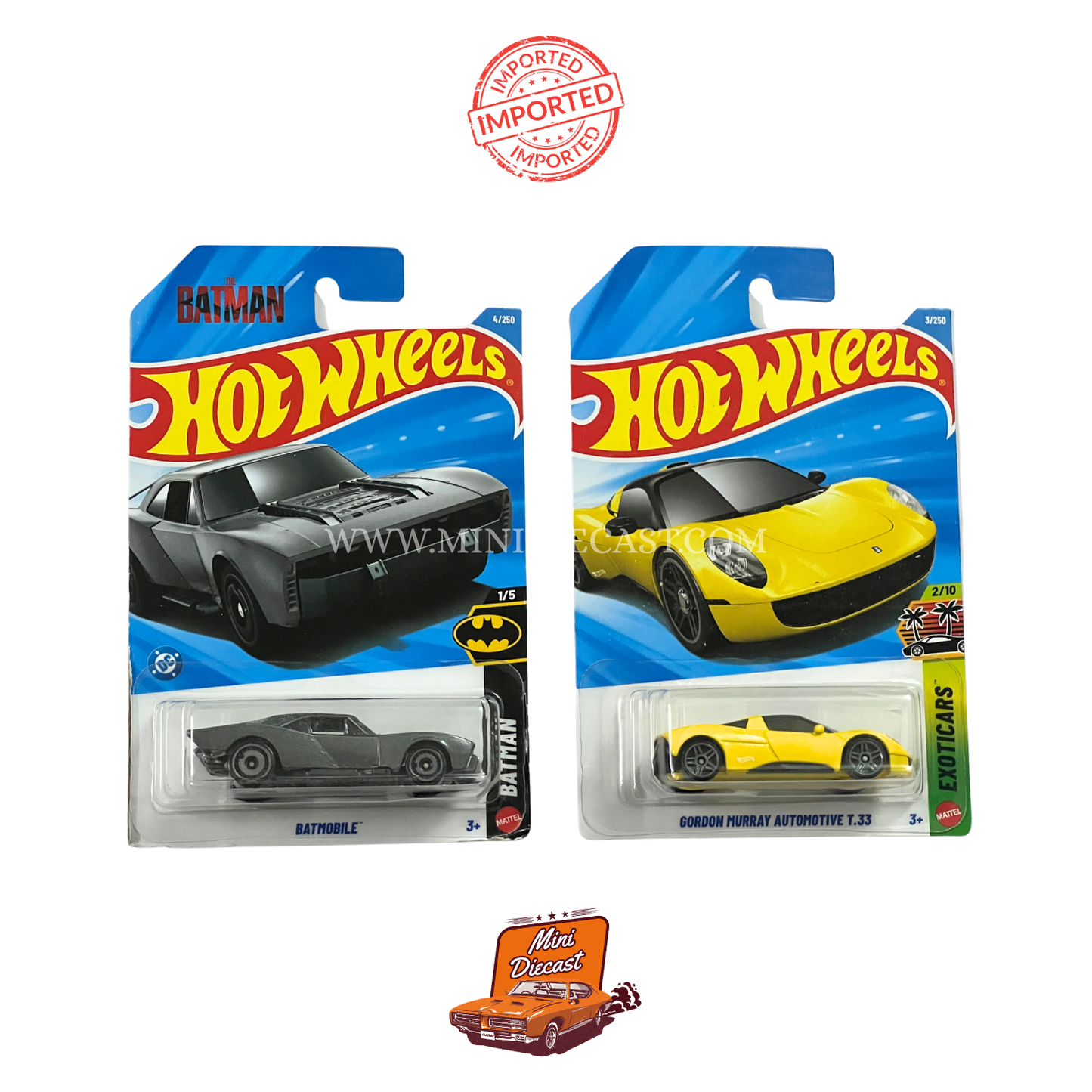 Hot Wheels Mainline (Set of 2) – Batmobile / Gordon Murray Automotive T.33 (Imported)