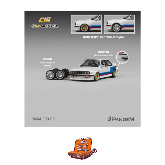 CM Model Pandem M3 E30 Alpine White with M Tri-Stripes (CM64-E30-02)