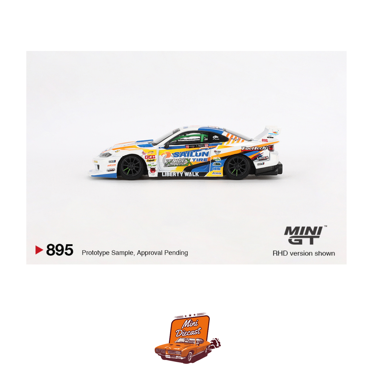 Damaged Blister - Mini GT #895 Nissan LB-Super Silhouette S15 Silvia #555 2023 Formula Drift Japan (Blister Pack) (Imported)