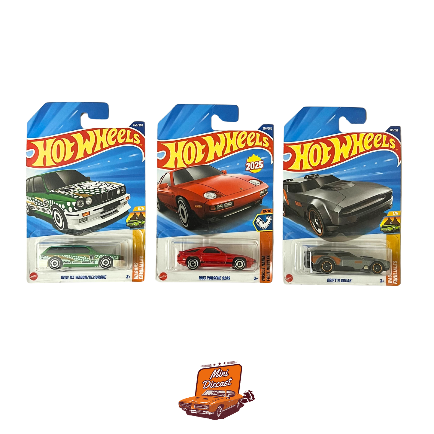 Hot Wheels Mainline (Set of 3) – BMW M3 Wagon / 1983 Porsche 928S / Drift’n Break